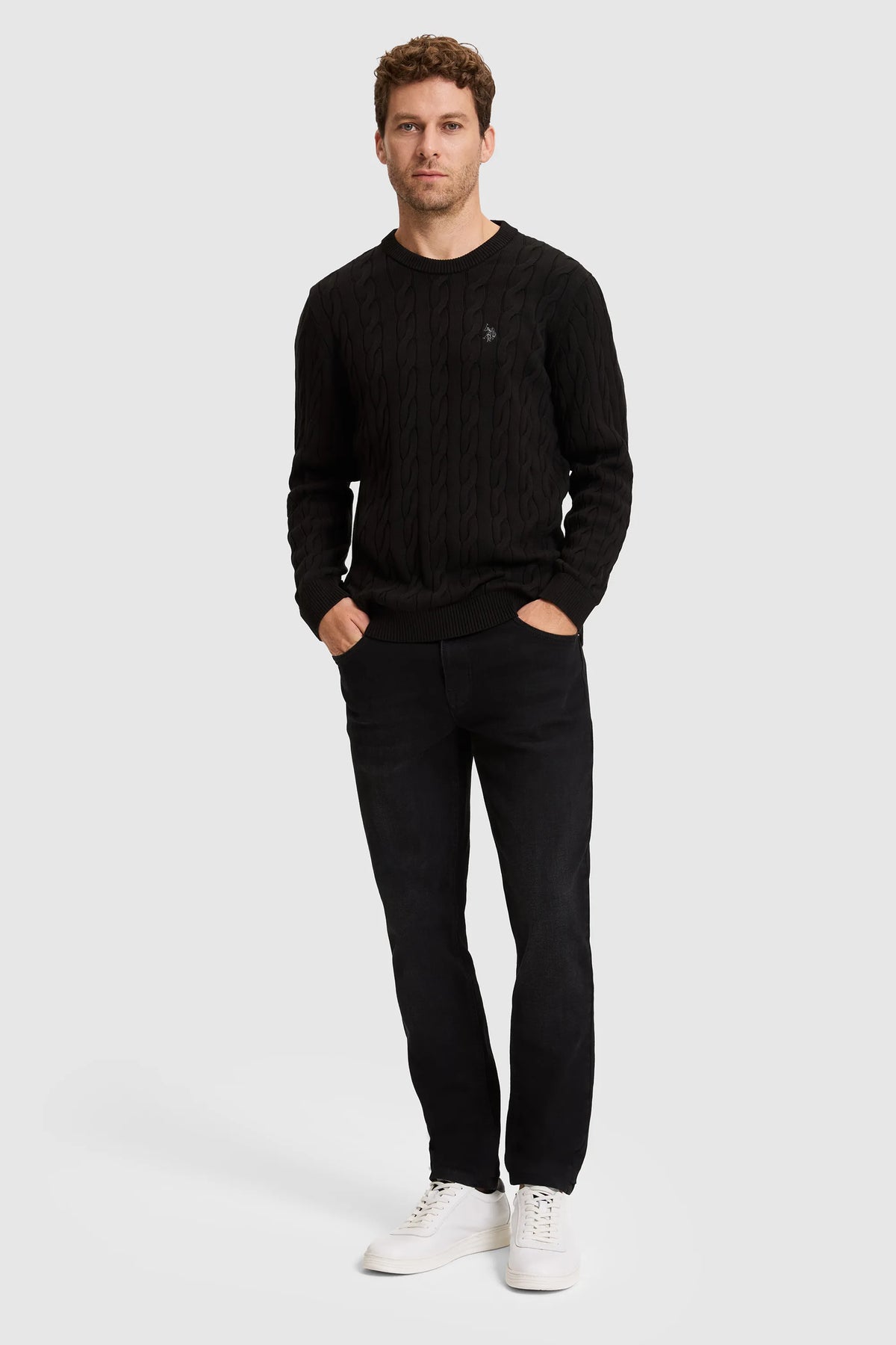 U.S. Polo Assn. Black Men Black Cable Knit Pullover SKU: G081SZ0TK0 PU-17189_VR046 Image 05