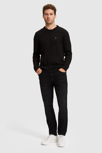U.S. Polo Assn. Black Men Black Cable Knit Pullover SKU: G081SZ0TK0 PU-17189_VR046 Image 05