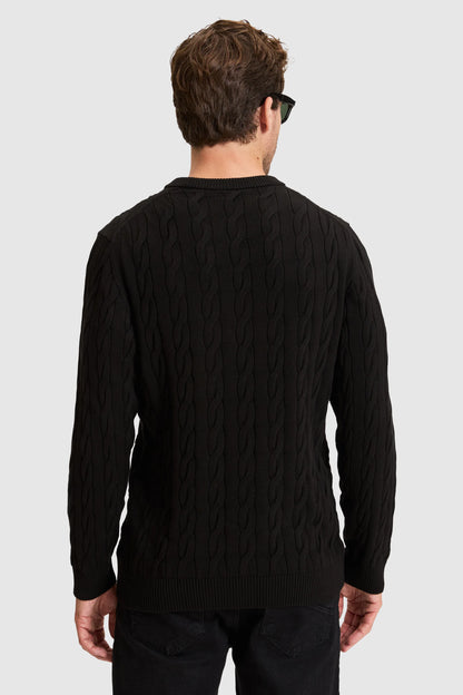 U.S. Polo Assn. Black Men Black Cable Knit Pullover SKU: G081SZ0TK0 PU-17189_VR046 Image 06