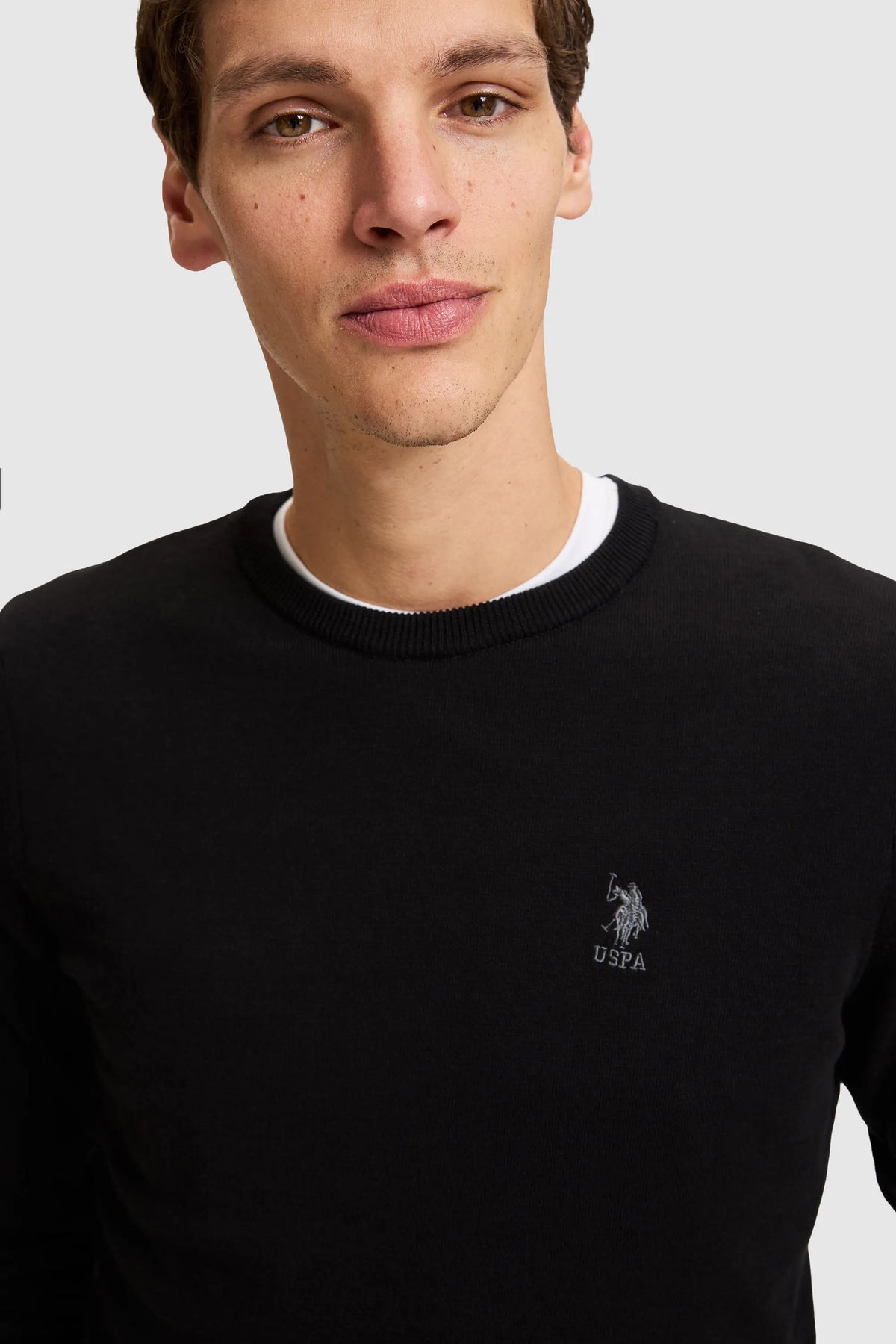 U.S. Polo Assn. Black Men Black Fine Knit Crew Neck Pullover SKU: G081SZ0TK0 PU-18548_VR046 Image 02