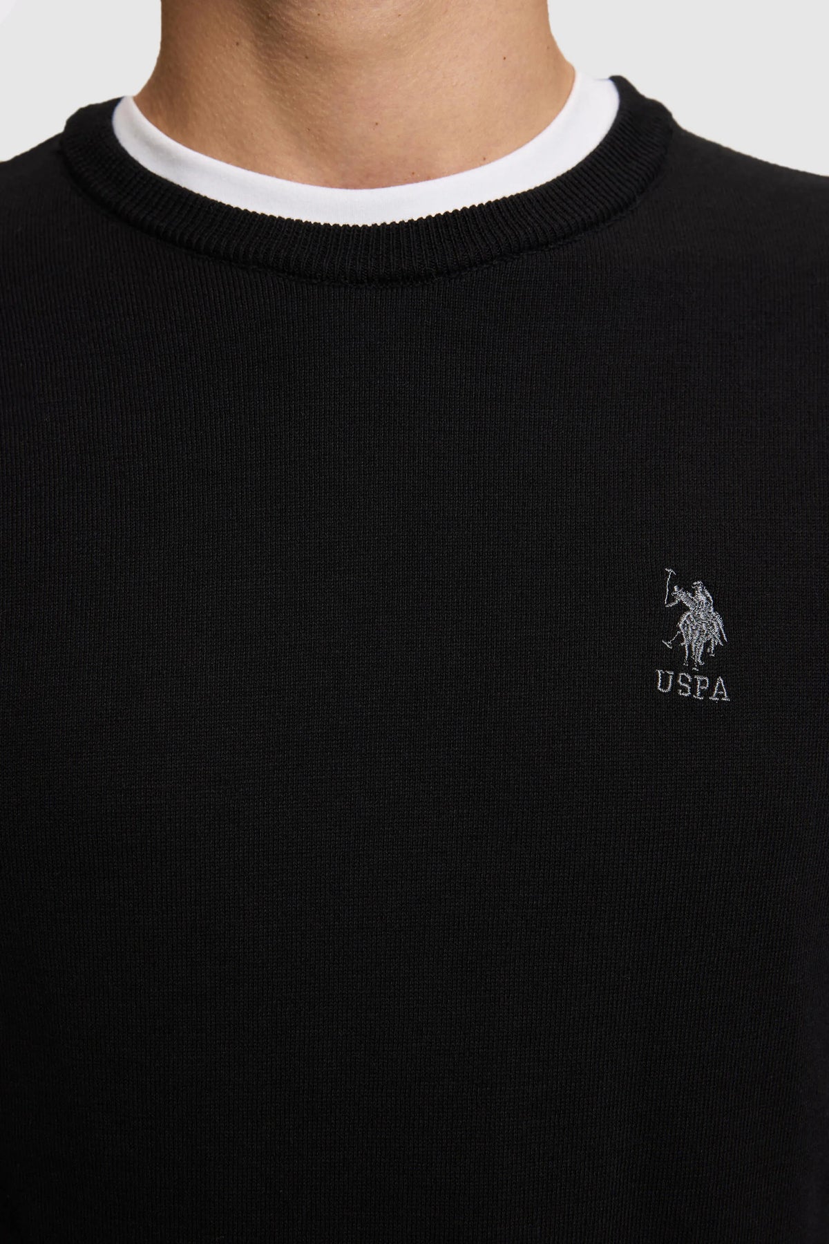 U.S. Polo Assn. Black Men Black Fine Knit Crew Neck Pullover SKU: G081SZ0TK0 PU-18548_VR046 Image 06