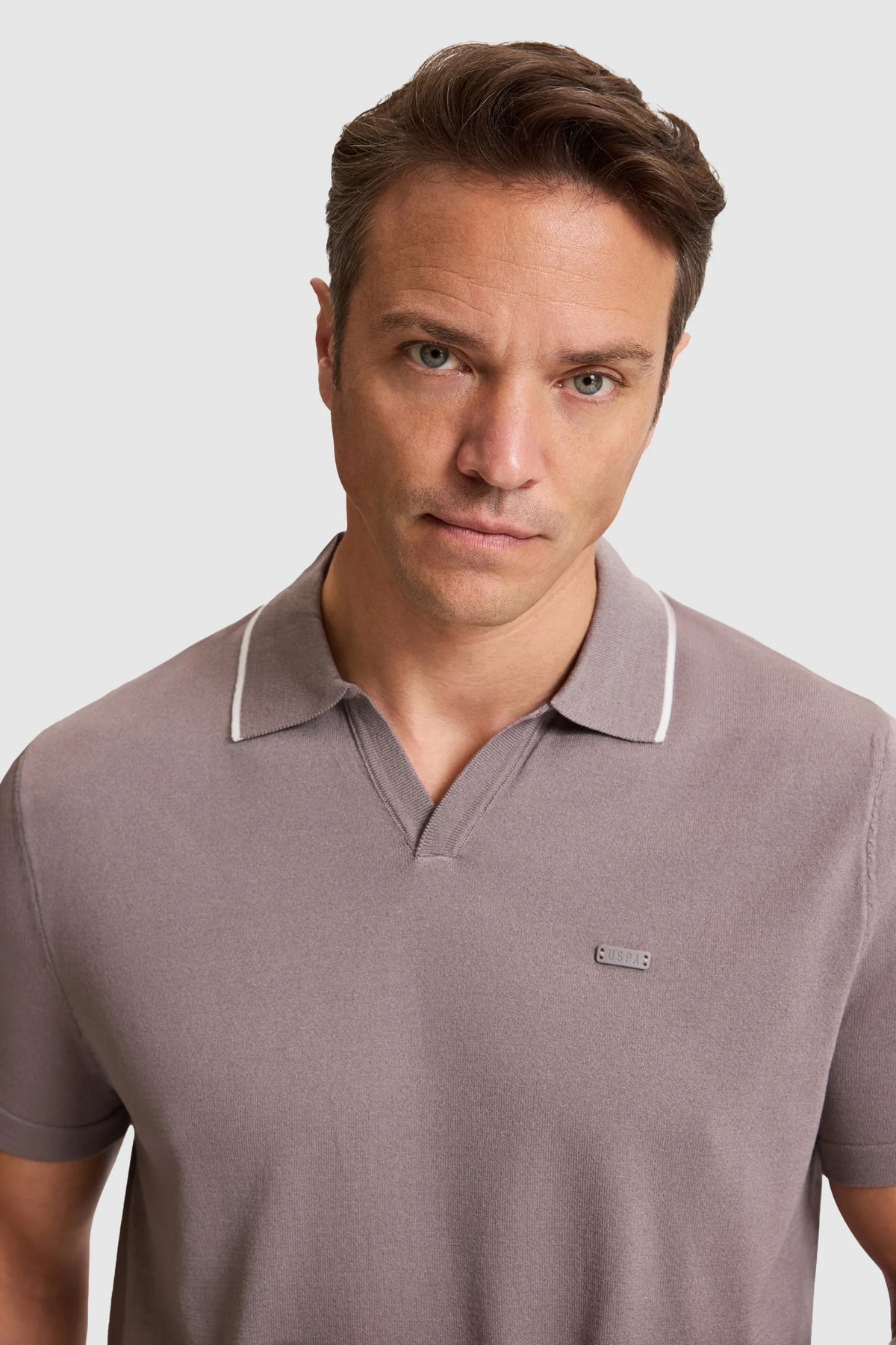 U.S. Polo Assn. Grey Men Grey Short Sleeve Tipped Collar Polo Shirt SKU: G081SZ0TK0 PU-9402_VR024 Image 02