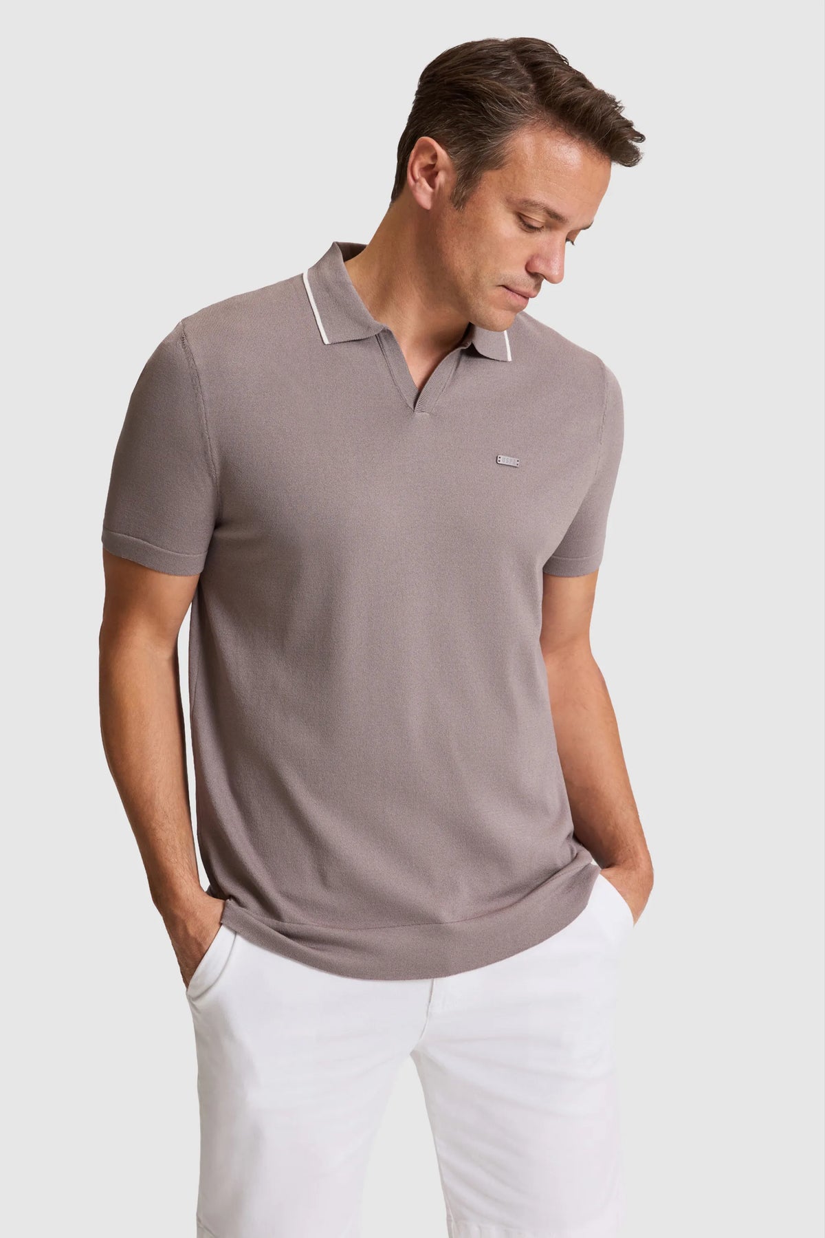 U.S. Polo Assn. Grey Men Grey Short Sleeve Tipped Collar Polo Shirt SKU: G081SZ0TK0 PU-9402_VR024 Image 03