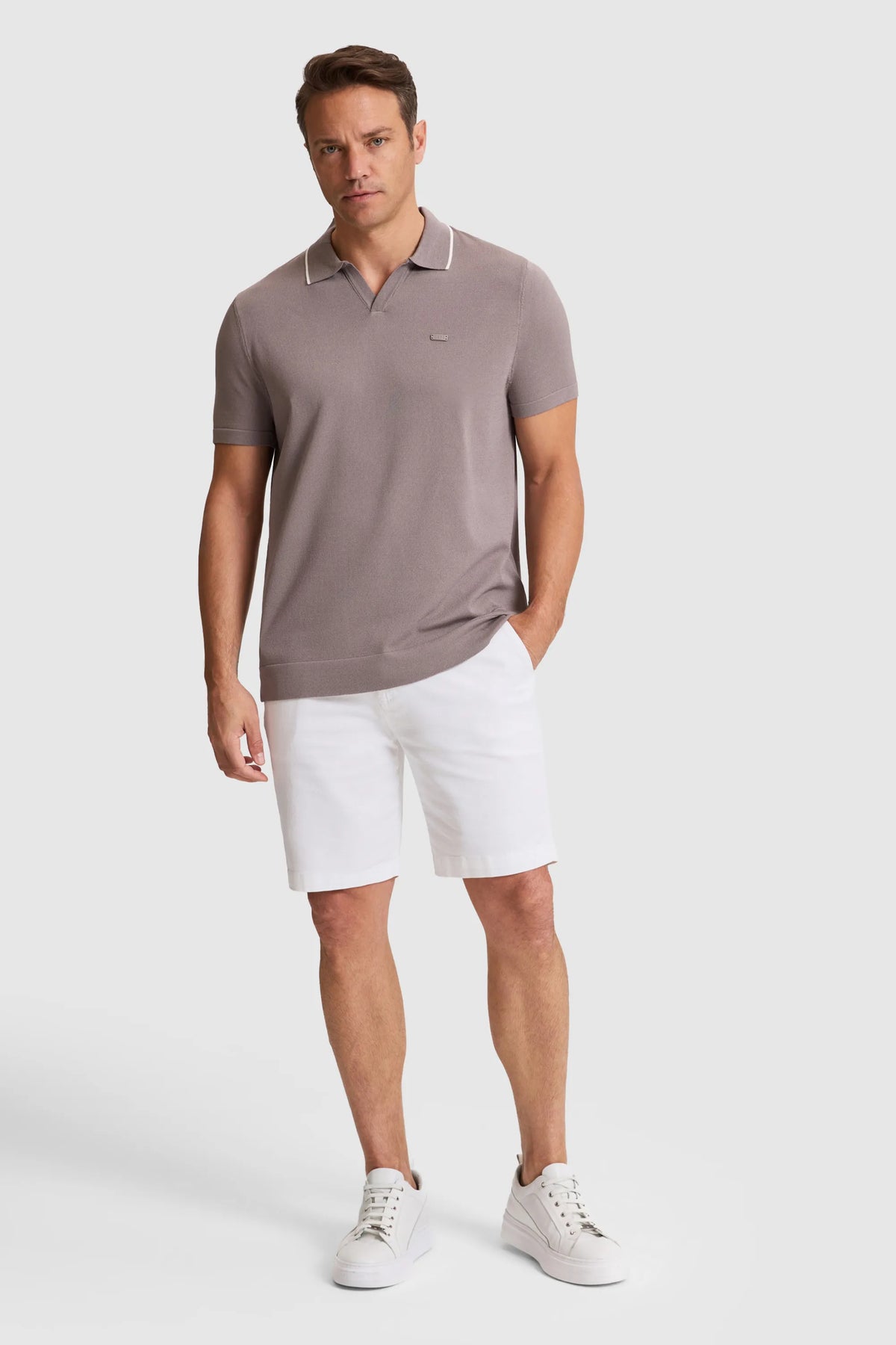 U.S. Polo Assn. Grey Men Grey Short Sleeve Tipped Collar Polo Shirt SKU: G081SZ0TK0 PU-9402_VR024 Image 04