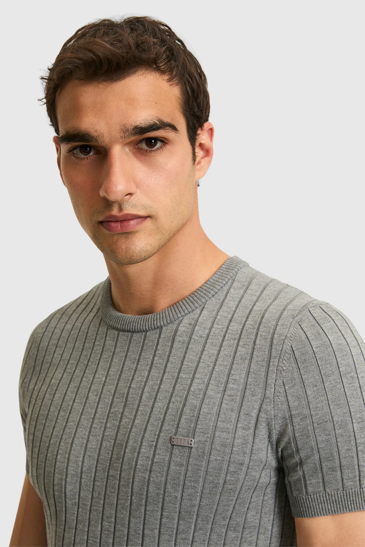 U.S. Polo Assn. Grey Men Grey Short Sleeve Ribbed Knit Pullover SKU: G081SZ0TK0 PU-9404_VR024 Image 02