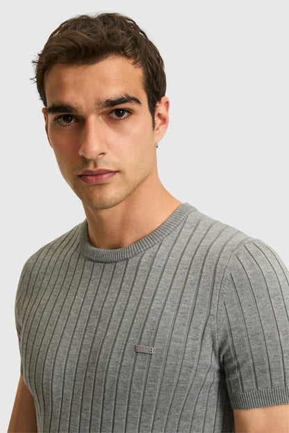 U.S. Polo Assn. Grey Men Grey Short Sleeve Ribbed Knit Pullover SKU: G081SZ0TK0 PU-9404_VR024 Image 02