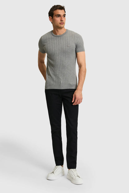 U.S. Polo Assn. Grey Men Grey Short Sleeve Ribbed Knit Pullover SKU: G081SZ0TK0 PU-9404_VR024 Image 04