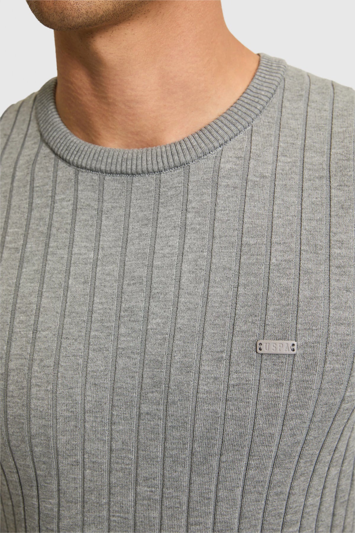 U.S. Polo Assn. Grey Men Grey Short Sleeve Ribbed Knit Pullover SKU: G081SZ0TK0 PU-9404_VR024 Image 06