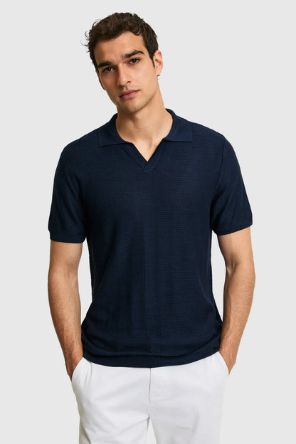 U.S. Polo Assn. Navy Men Navy Short Sleeve Knitted Open Collar Polo Shirt SKU: G081SZ0TK0 PU-9406_VR033 Image 01