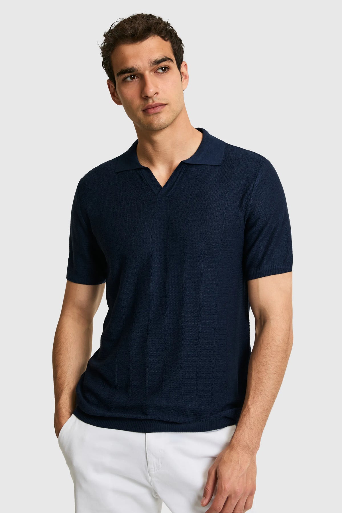 U.S. Polo Assn. Navy Men Navy Short Sleeve Knitted Open Collar Polo Shirt SKU: G081SZ0TK0 PU-9406_VR033 Image 03