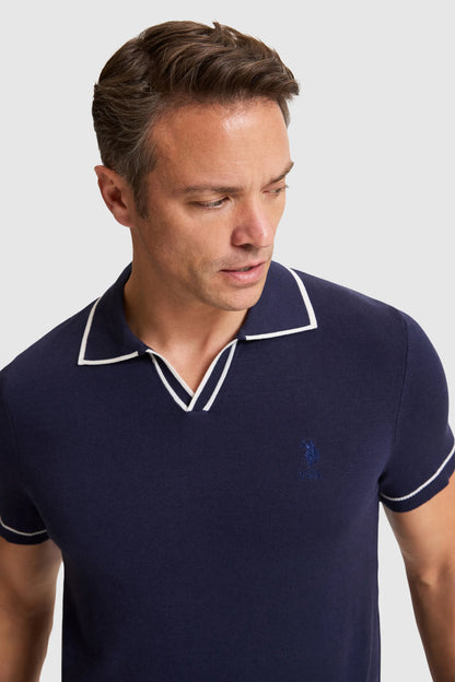 U.S. Polo Assn. Navy Men Navy Short Sleeve Tipped Collar Knitted Polo Shirt SKU: G081SZ0TK0 PU-9469_VR033 Image 02
