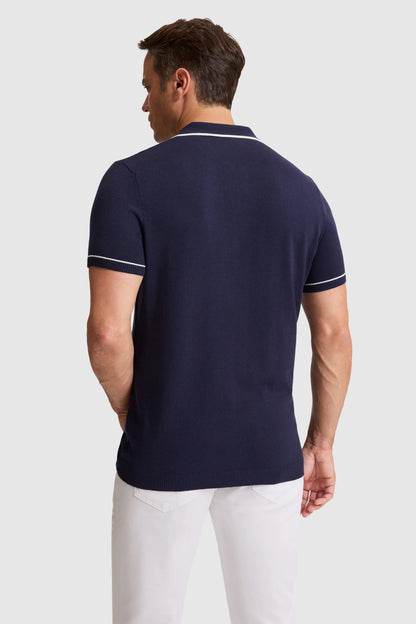 U.S. Polo Assn. Navy Men Navy Short Sleeve Tipped Collar Knitted Polo Shirt SKU: G081SZ0TK0 PU-9469_VR033 Image 05