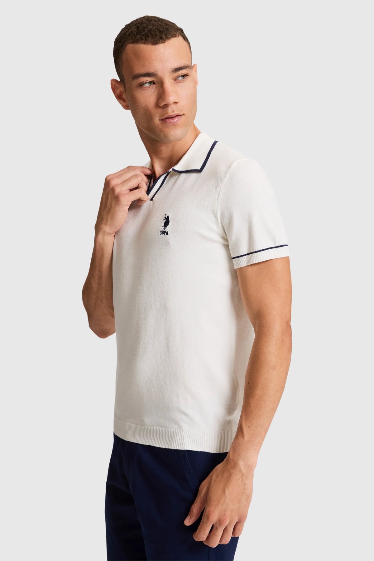 U.S. Polo Assn. Pearl Men Pearl Short Sleeve Tipped Collar Polo Shirt SKU: G081SZ0TK0 PU-9469_VR256 Image 03