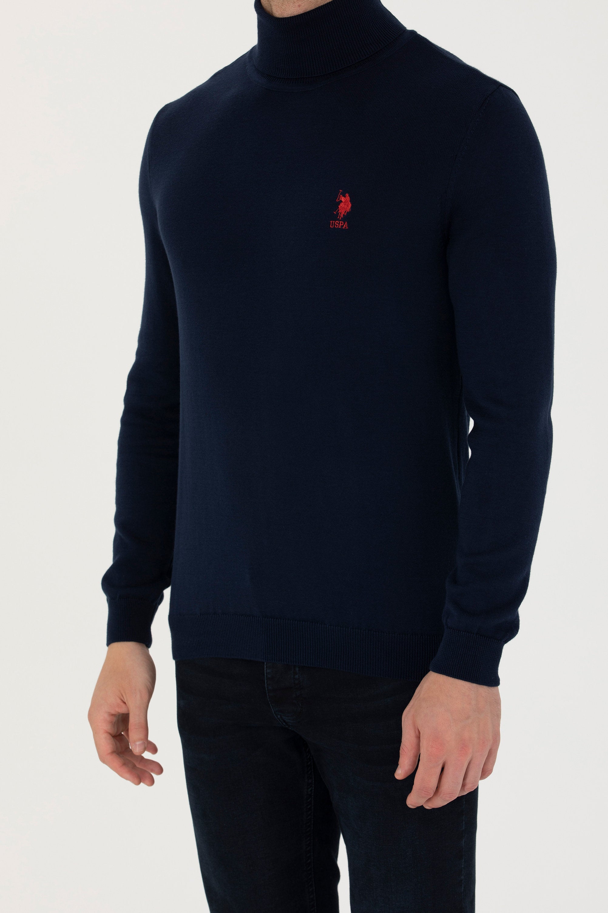 Navy Blue Turtleneck Sweater With Logo_G081SZ0TK0 1629599_VR033_02