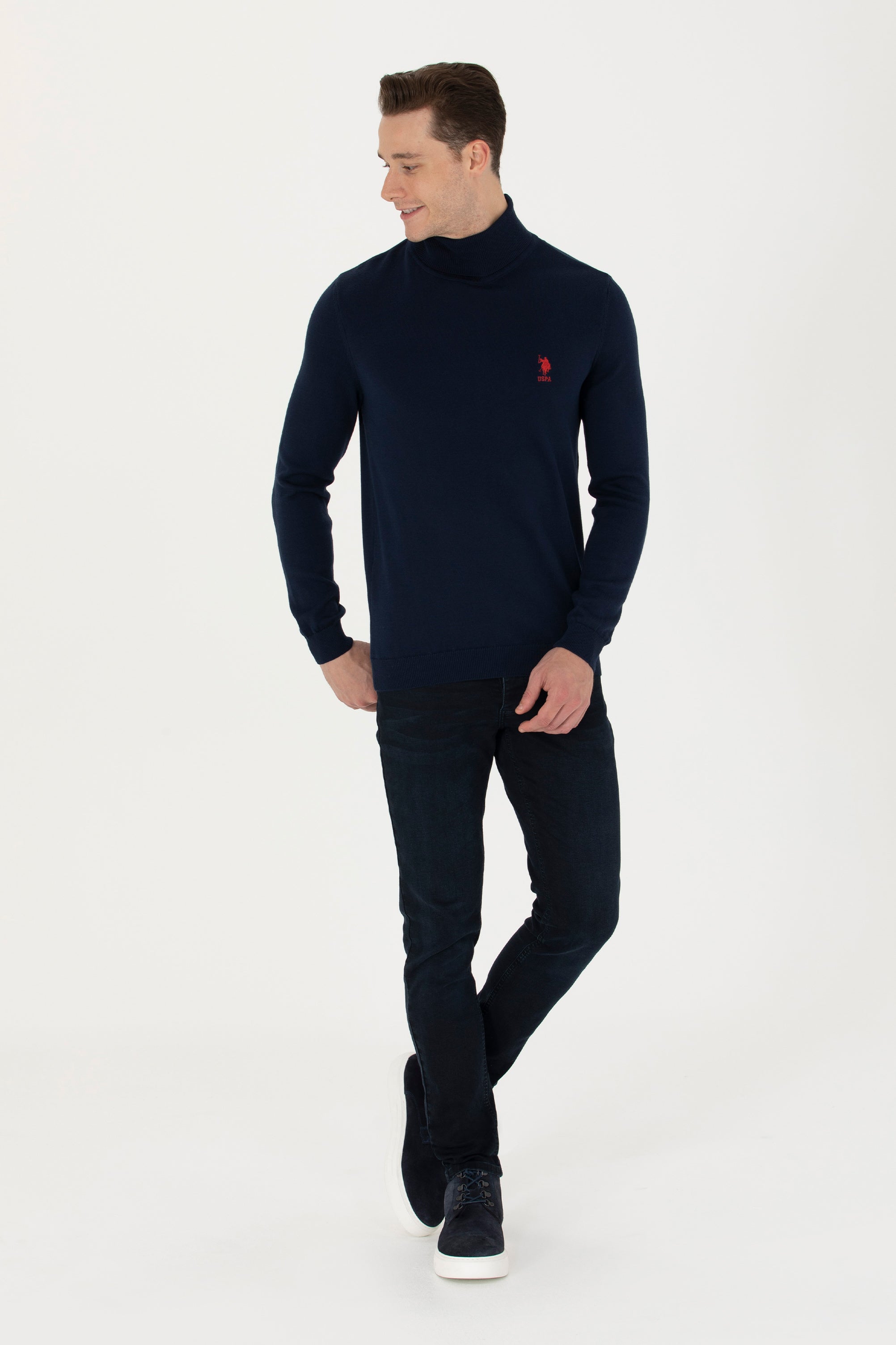 Navy Blue Turtleneck Sweater With Logo_G081SZ0TK0 1629599_VR033_04