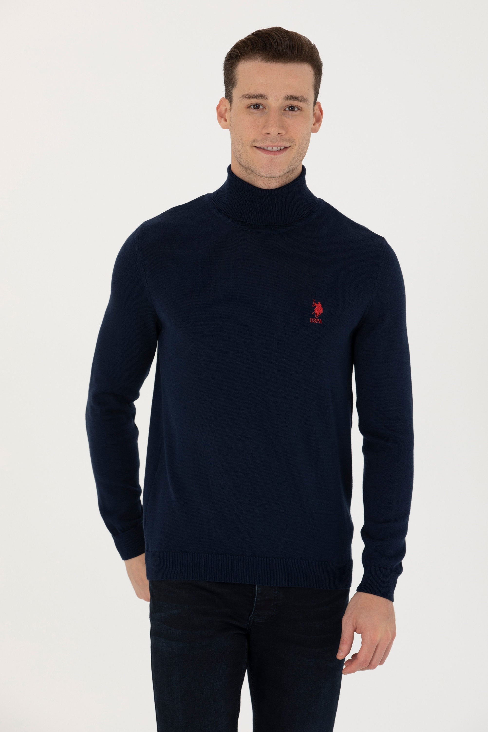 Navy Blue Turtleneck Sweater With Logo_G081SZ0TK0 1629599_VR033_05