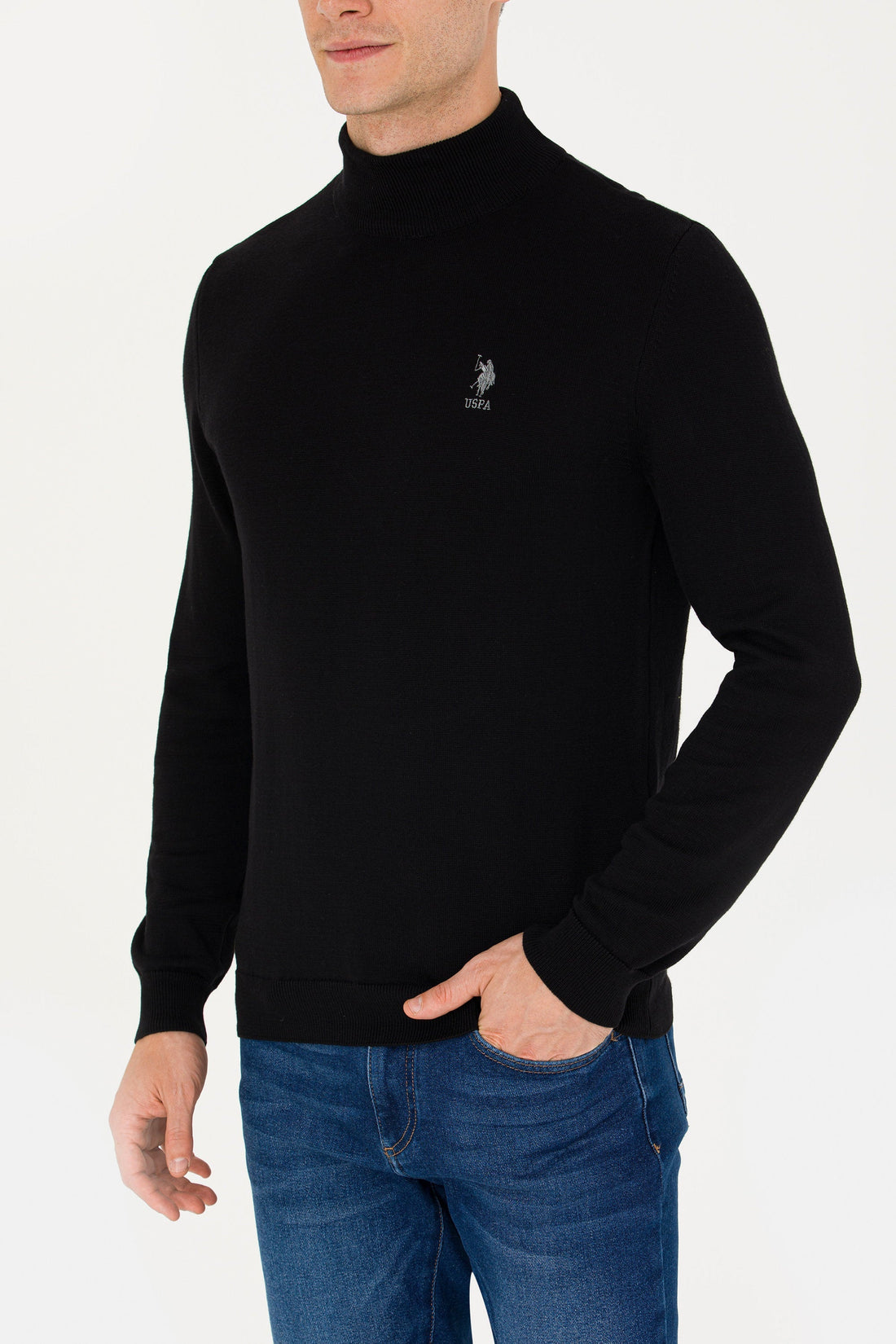 Black Turtleneck Sweater With Logo_G081SZ0TK0 1629690_VR046_02