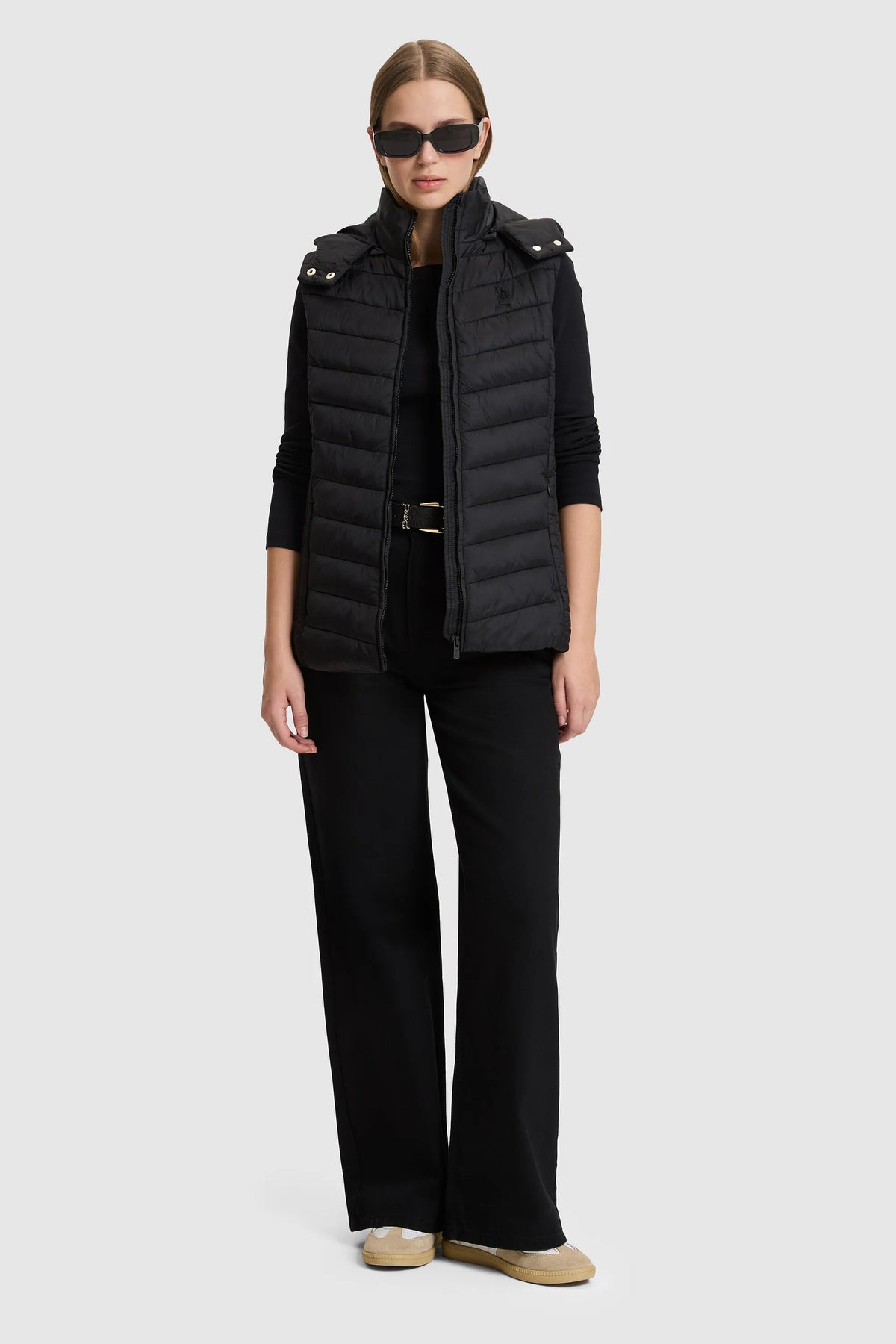 U.S. Polo Assn. Black Women Black Hooded Padded Vest SKU: G082GL0100 PU-13437_VR046 Image 04