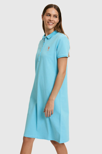 U.S. Polo Assn. Aqua Women Aqua Short Sleeve PiquŽ Polo Knee-Length Dress SKU: G082GL0750 PU-8810_VR007 Image 03