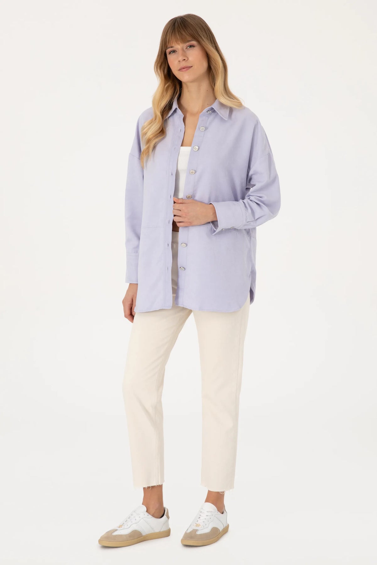 U.S. Polo Assn. Lavender Women Lavender Oversized Long Sleeve Shirt SKU: G082SZ0040 2237571_VR245 Image 04