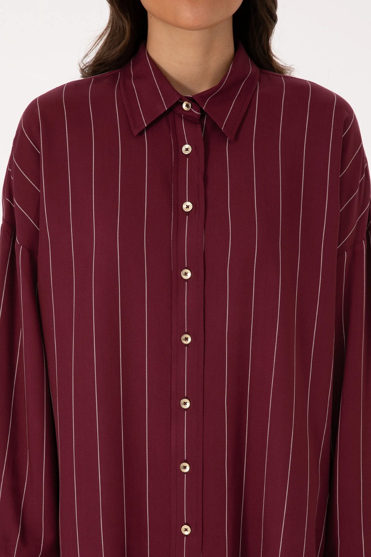 U.S. Polo Assn. New Plum Women Plum Long Sleeve Striped Longline Shirt SKU: G082SZ0040 2237657_VR177 Image 06