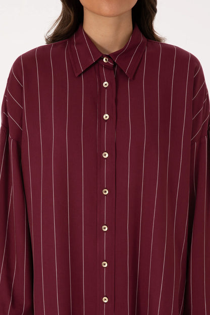 U.S. Polo Assn. New Plum Women Plum Long Sleeve Striped Longline Shirt SKU: G082SZ0040 2237657_VR177 Image 06
