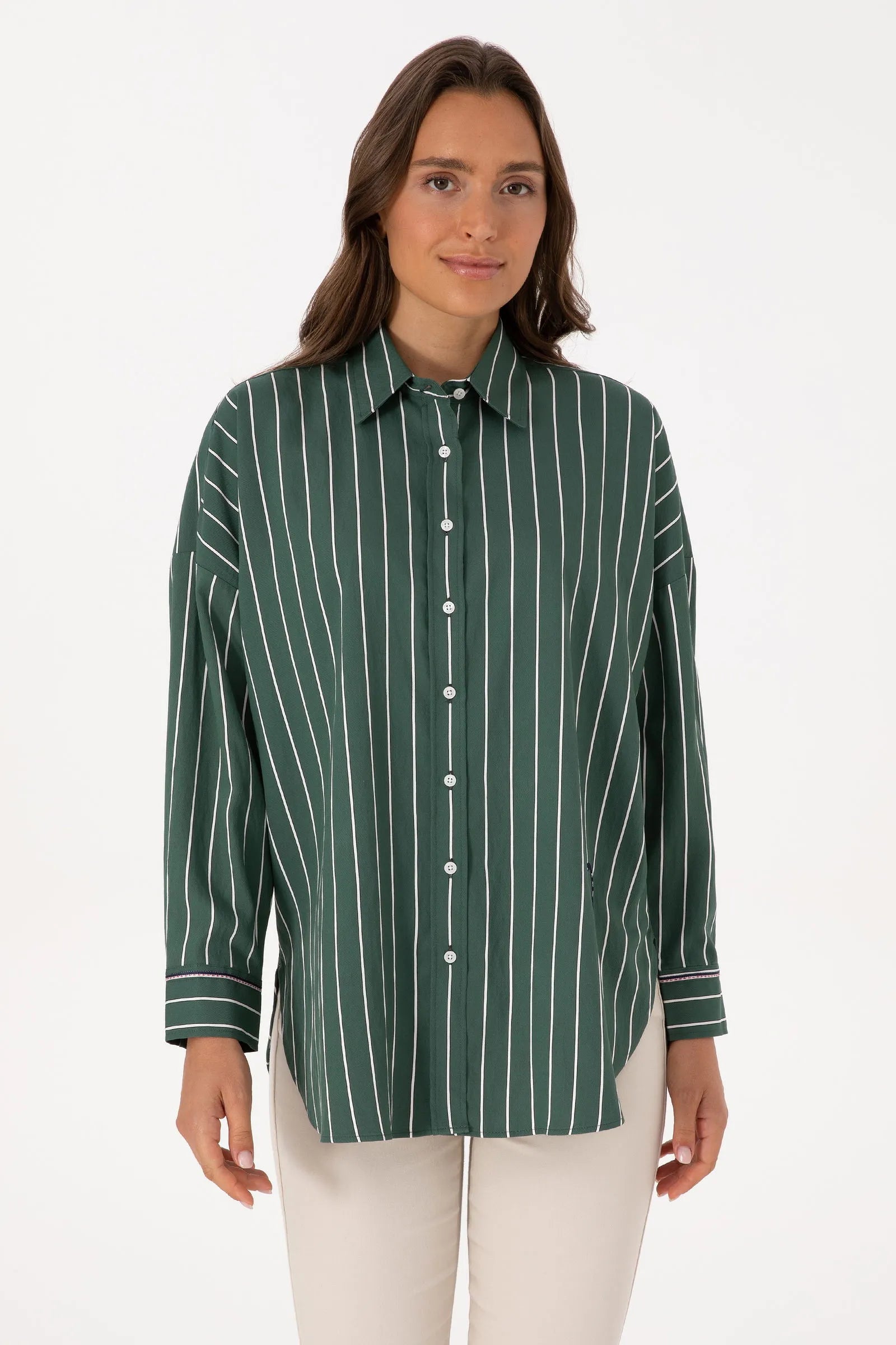 U.S. Polo Assn. Dark Green Women Dark Green Shirt Long Sleeve SKU: G082SZ0040 2237790_VR079 Image 01