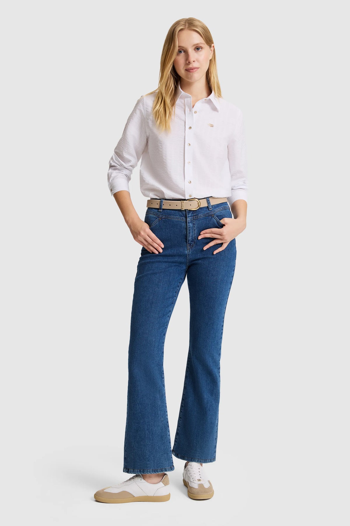 U.S. Polo Assn. White Women White Long Sleeve Textured Cotton Shirt SKU: G082SZ0040 PU-12834_VR013 Image 04