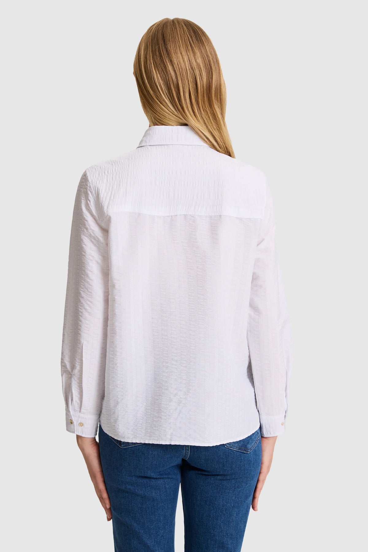 U.S. Polo Assn. White Women White Long Sleeve Textured Cotton Shirt SKU: G082SZ0040 PU-12834_VR013 Image 05