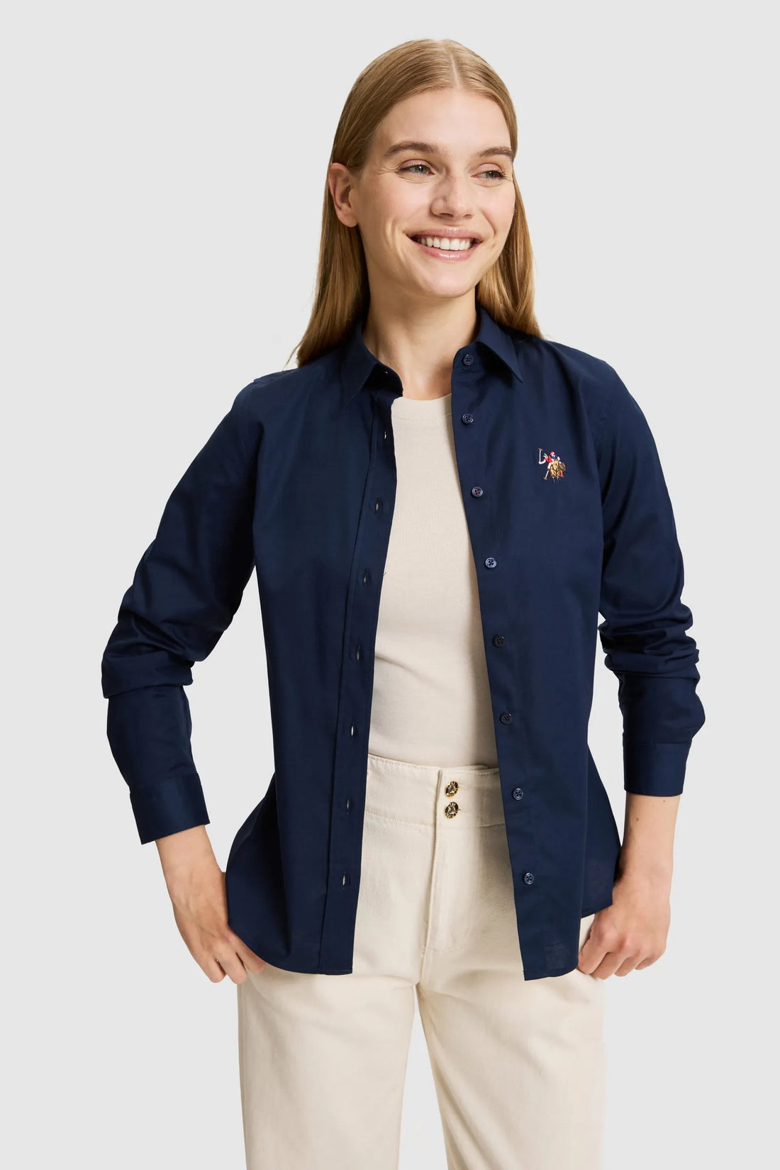 U.S. Polo Assn. Navy Women Navy Long Sleeve Twill Shirt SKU: G082SZ0040 PU-13079_VR033 Image 01