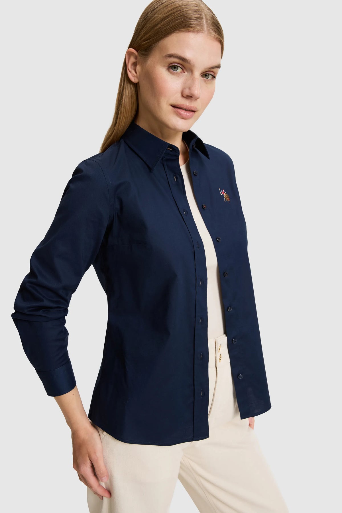 U.S. Polo Assn. Navy Women Navy Long Sleeve Twill Shirt SKU: G082SZ0040 PU-13079_VR033 Image 03