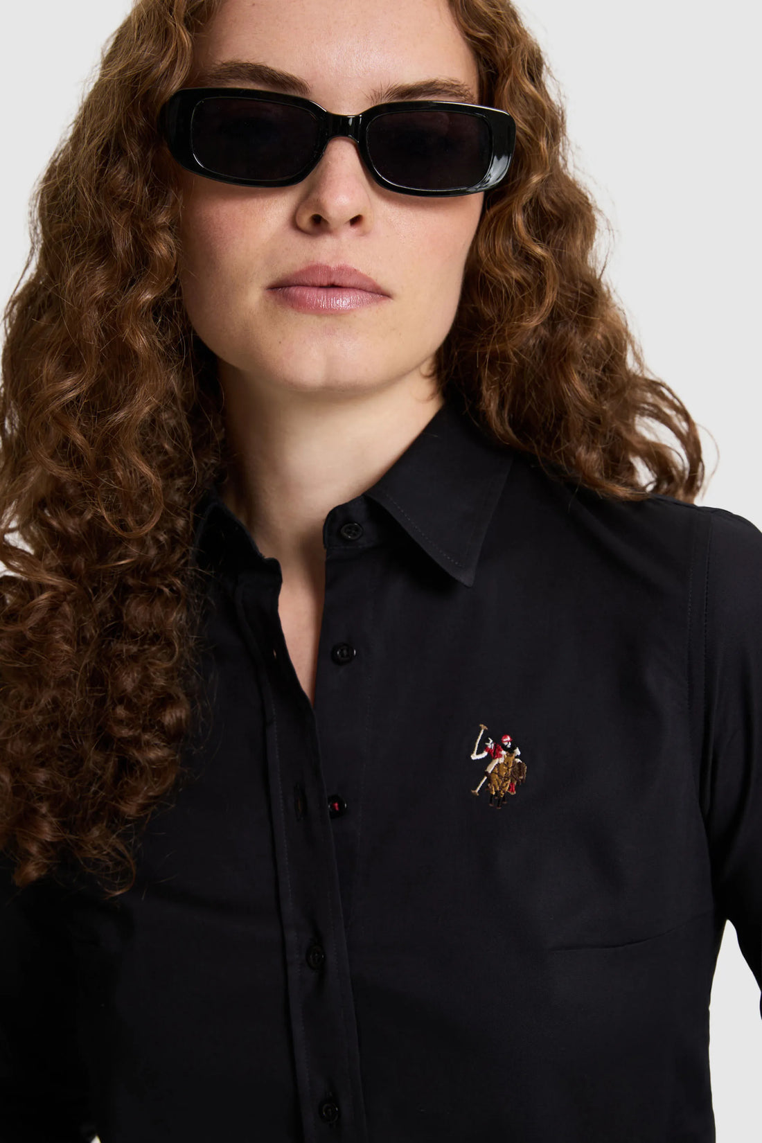 U.S. Polo Assn. Black Women Black Long Sleeve Poplin Shirt SKU: G082SZ0040 PU-13079_VR046 Image 02
