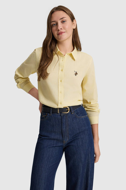 U.S. Polo Assn. Light Yellow Women Light Yellow Long Sleeve Oxford Shirt SKU: G082SZ0040 PU-8737_VR004 Image 01