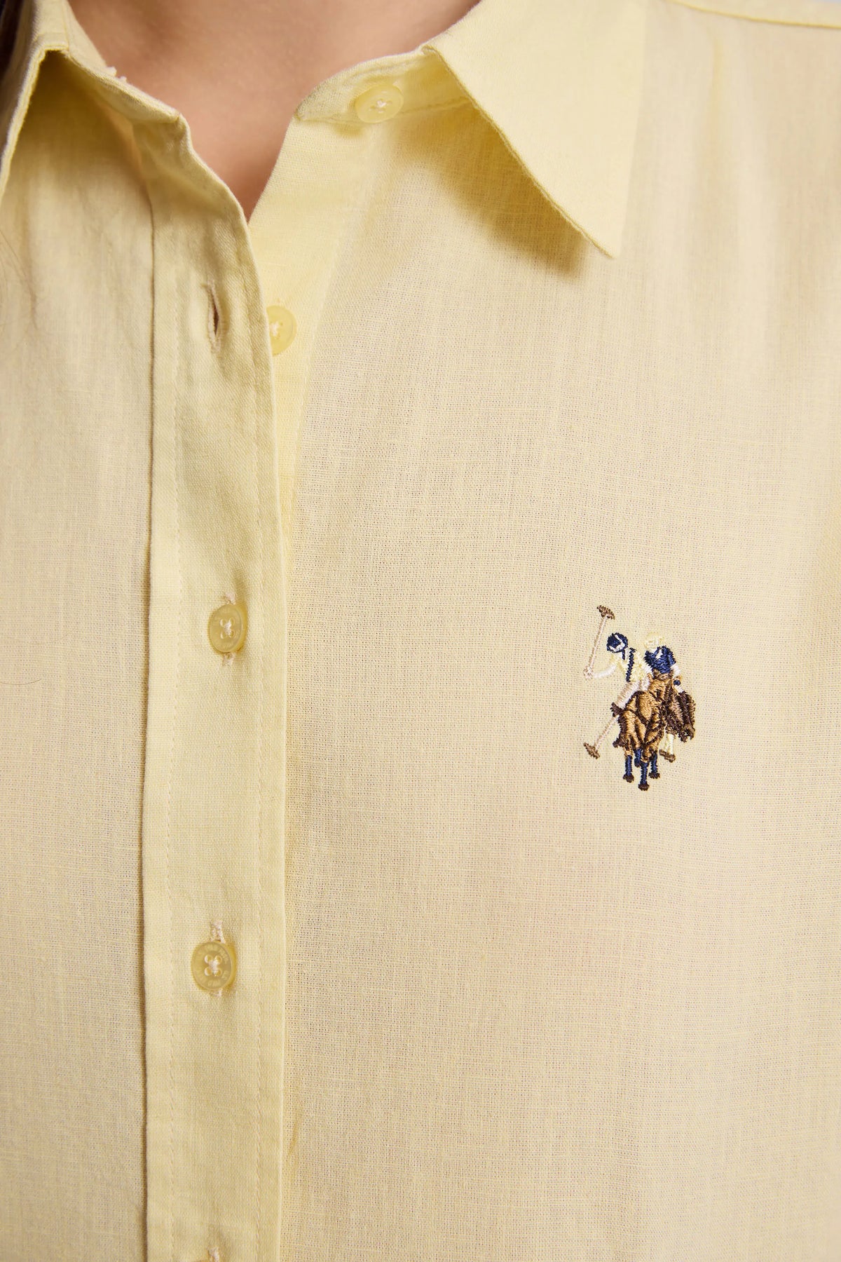 U.S. Polo Assn. Light Yellow Women Light Yellow Long Sleeve Oxford Shirt SKU: G082SZ0040 PU-8737_VR004 Image 06