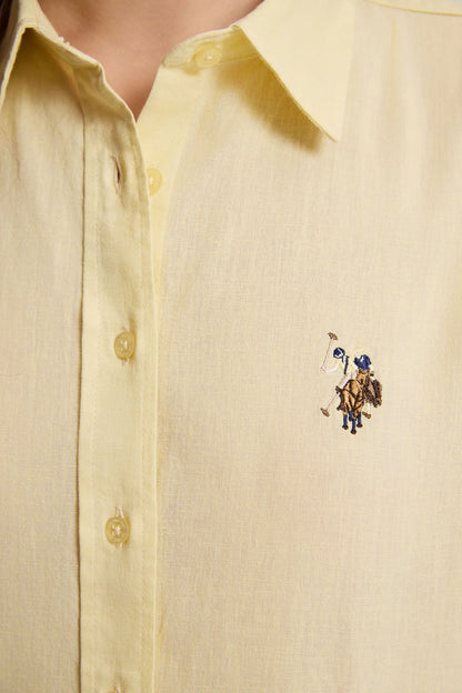 U.S. Polo Assn. Light Yellow Women Light Yellow Long Sleeve Oxford Shirt SKU: G082SZ0040 PU-8737_VR004 Image 06