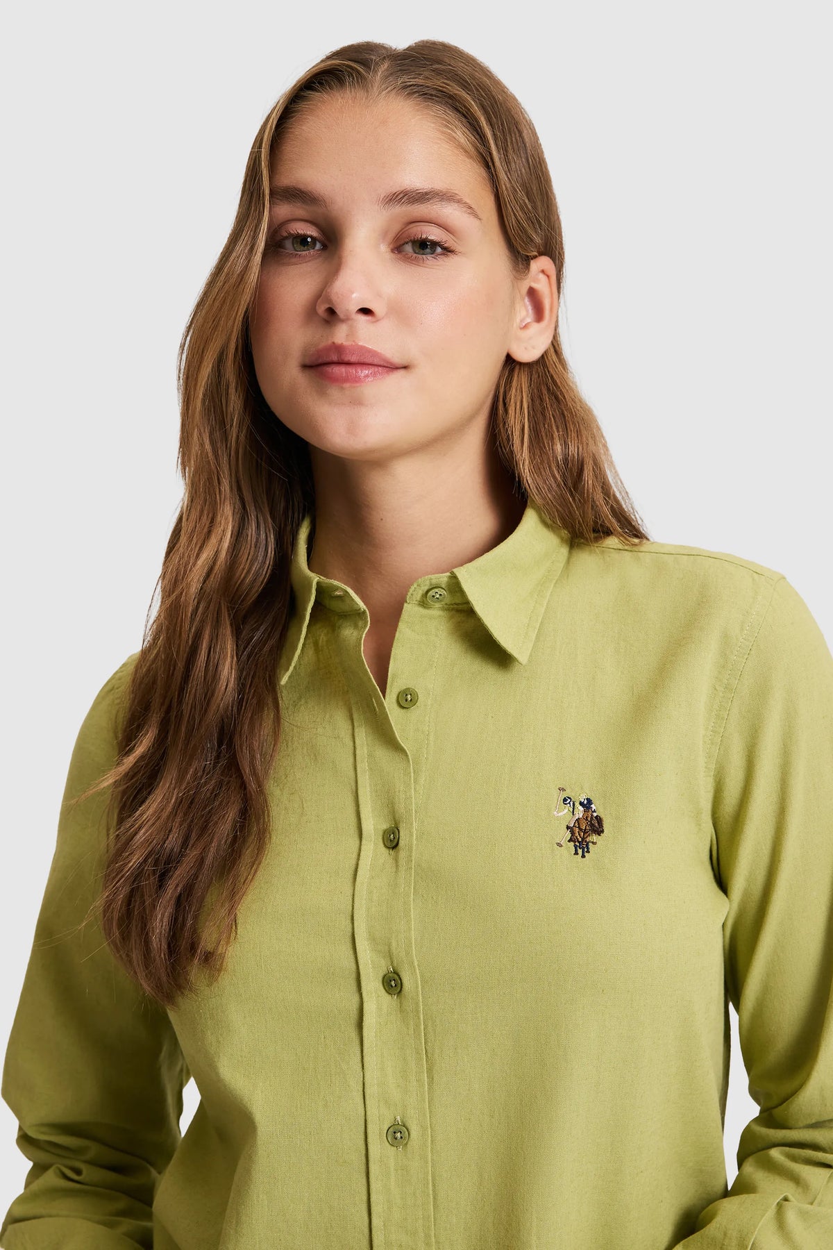 U.S. Polo Assn. Ages Women Sage Long Sleeve Corduroy Shirt SKU: G082SZ0040 PU-8737_VR016 Image 02