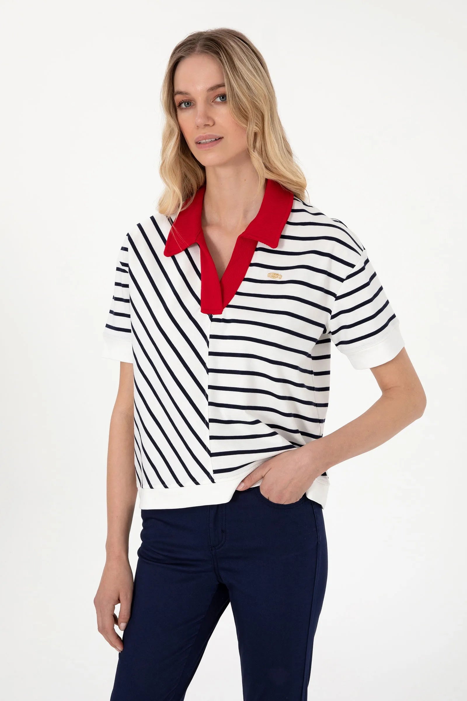 U.S. Polo Assn. Navy Blue Women Navy Blue Polo Shirt SKU: G082SZ0110 2104620_VR033 Image 01