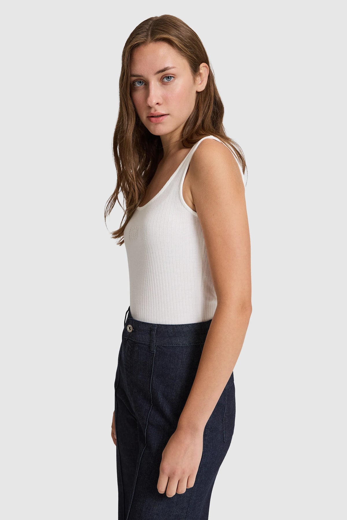 U.S. Polo Assn. Pearl Women Pearl Ribbed Sleeveless Top SKU: G082SZ0110 PU-10062_VR256 Image 03