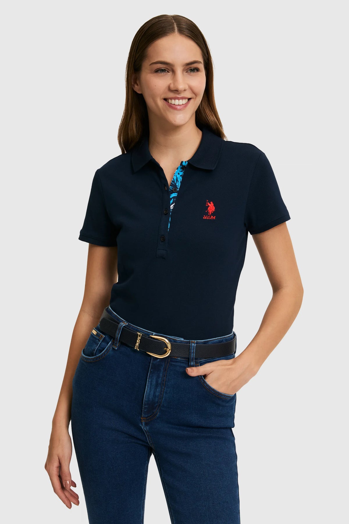 U.S. Polo Assn. Navy Women Navy Short Sleeve Fitted PiquŽ Polo Shirt SKU: G082SZ0110 PU-8814_VR033 Image 03
