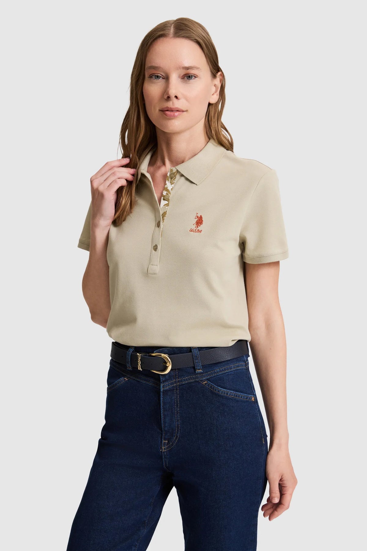 U.S. Polo Assn. Light Khaki Women Light Khaki Short Sleeve PiquŽ Polo Shirt SKU: G082SZ0110 PU-8814_VR183 Image 01