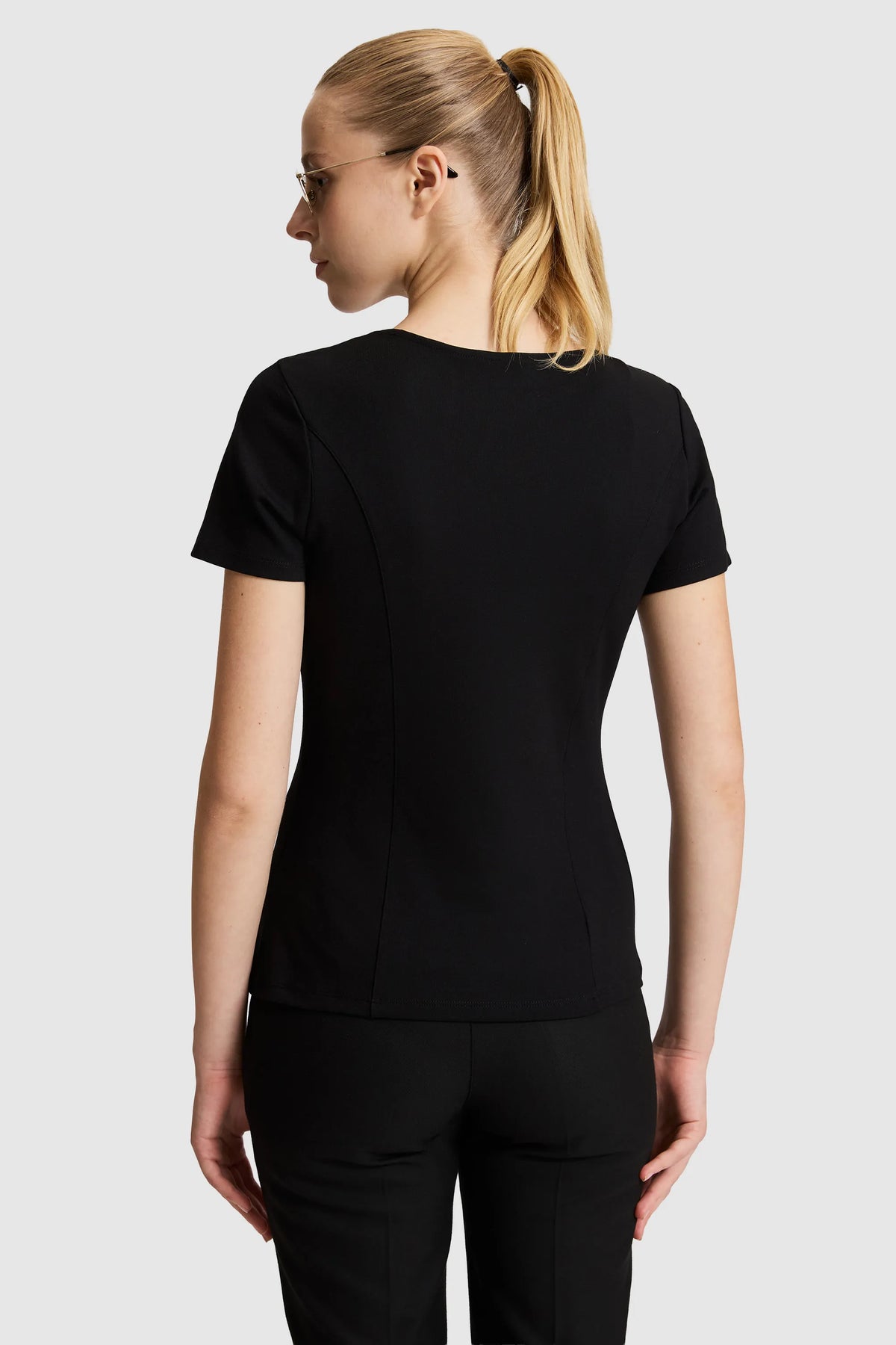 U.S. Polo Assn. Black Women Black Short Sleeve Button Detail T-Shirt SKU: G082SZ0110 PU-9898_VR046 Image 05