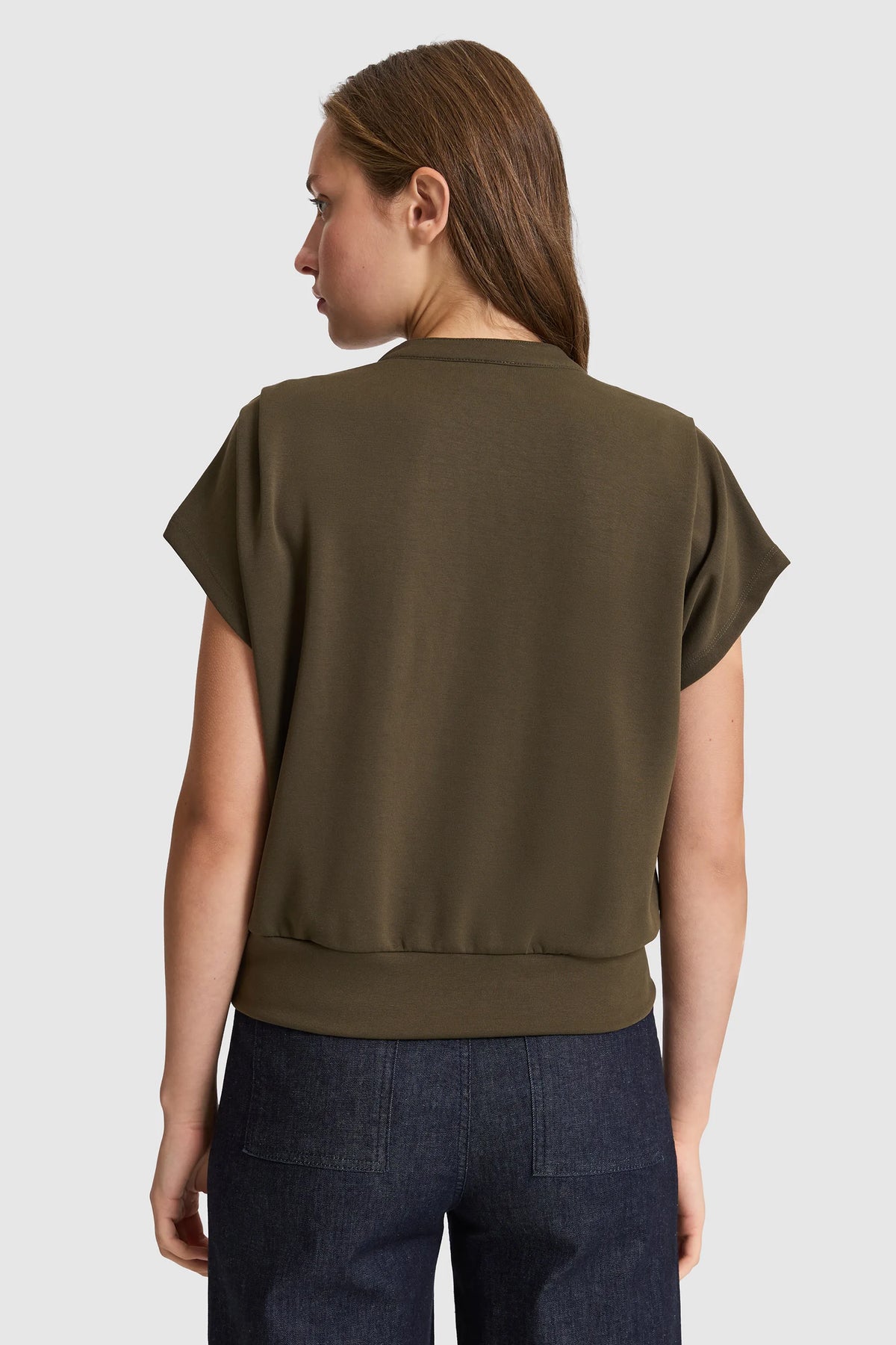 U.S. Polo Assn. Dark Khaki Women Dark Khaki Short Sleeve Knitted Open Collar Polo Shirt SKU: G082SZ0110 PU-9922_VR111 Image 05