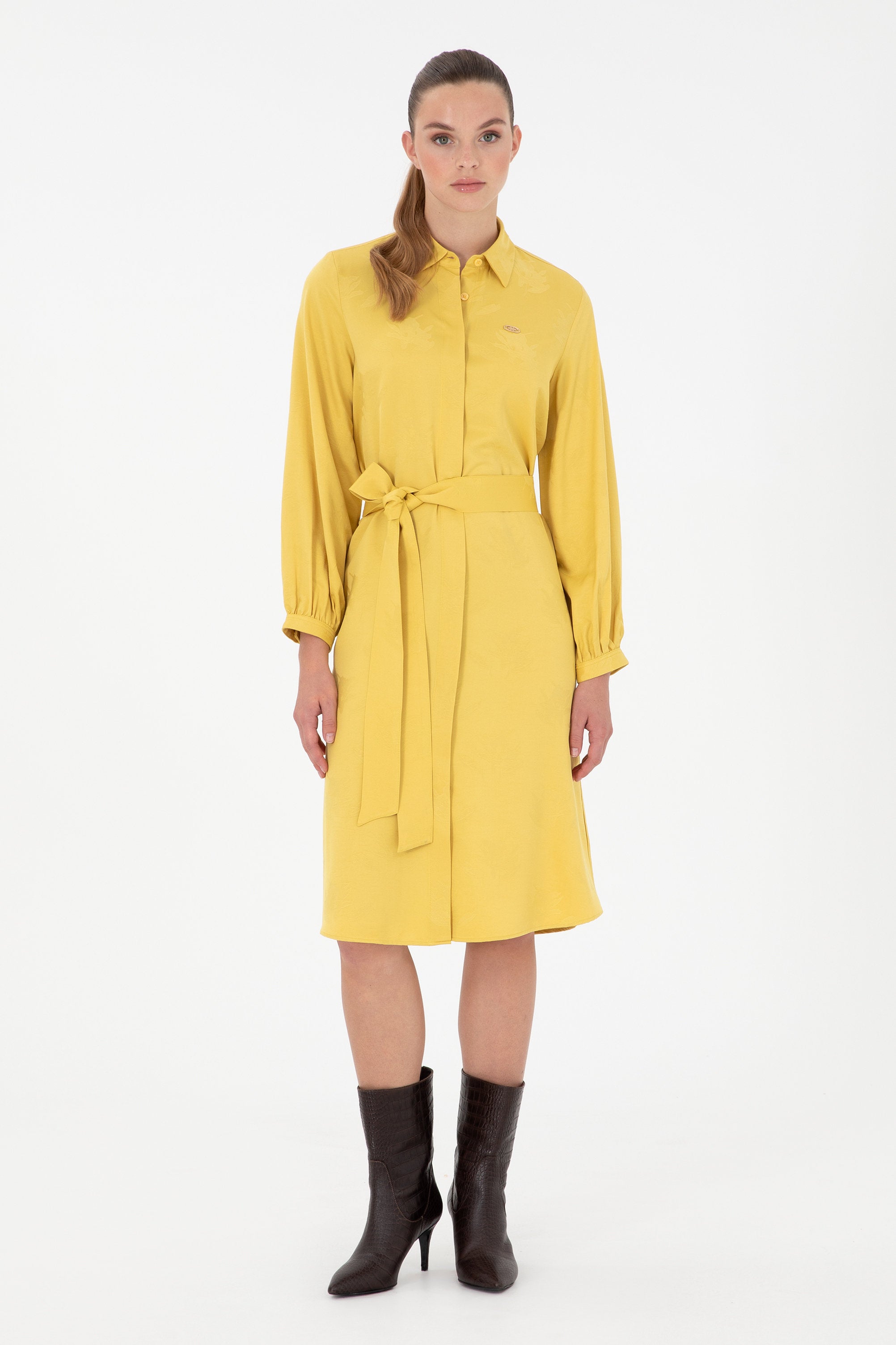 Yellow Shirt Style Midi Dress_G082SZ0320 1941946_VR094_03