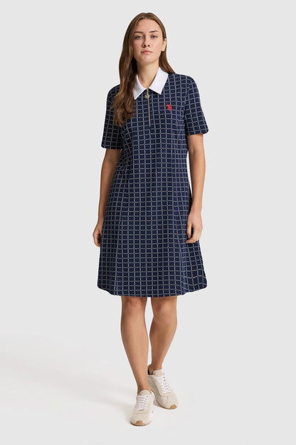 U.S. Polo Assn. Navy Women Navy Short Sleeve Printed Shirt Knee-Length Dress SKU: G082SZ0750 PU-10009_VR033 Image 01