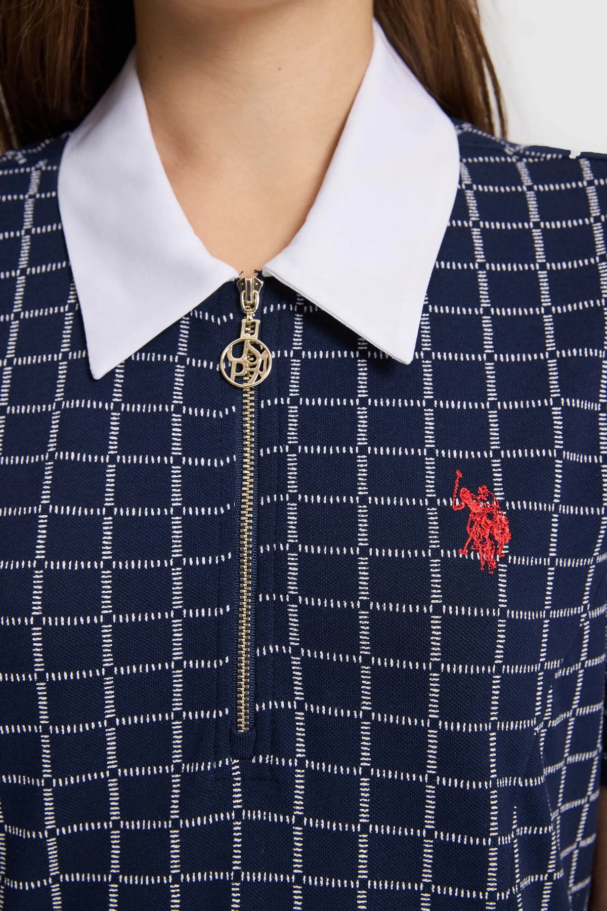 U.S. Polo Assn. Navy Women Navy Short Sleeve Printed Shirt Knee-Length Dress SKU: G082SZ0750 PU-10009_VR033 Image 05