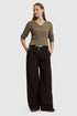 U.S. Polo Assn. Dark Brown Women Dark Brown Wide Leg Drawstring Slip on Trousers SKU: G082SZ0780 PU-14226_VR084 Image 01