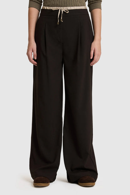 U.S. Polo Assn. Dark Brown Women Dark Brown Wide Leg Drawstring Slip on Trousers SKU: G082SZ0780 PU-14226_VR084 Image 02