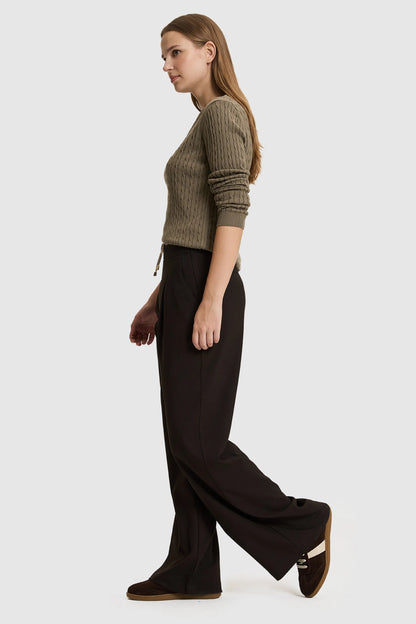 U.S. Polo Assn. Dark Brown Women Dark Brown Wide Leg Drawstring Slip on Trousers SKU: G082SZ0780 PU-14226_VR084 Image 03
