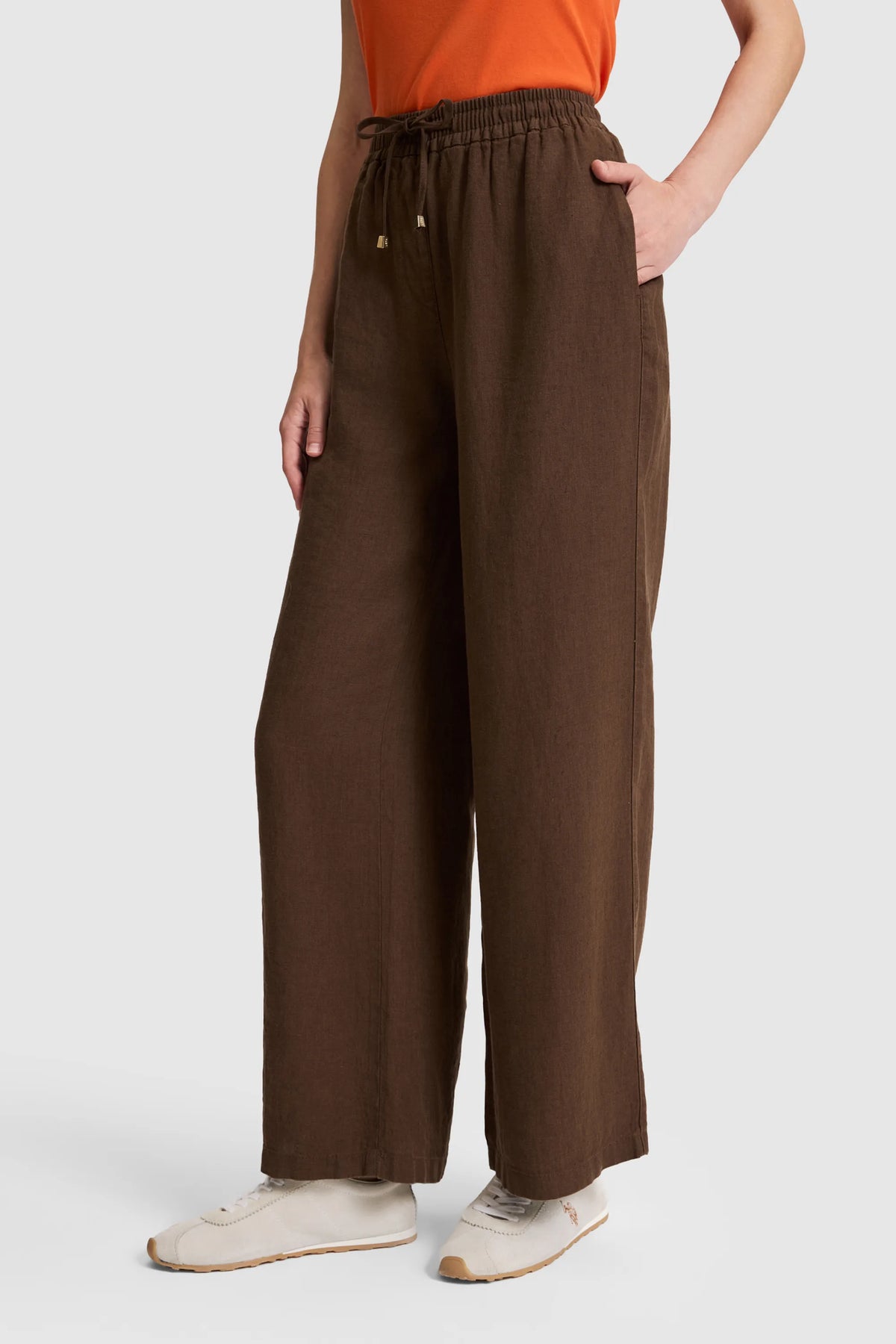 U.S. Polo Assn. Brown Women Brown Wide Leg Drawstring Slip on Trousers SKU: G082SZ0780 PU-9842_VR029 Image 04