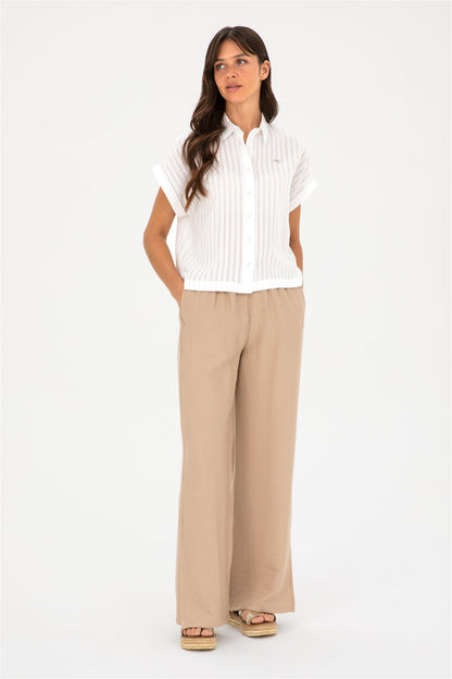 Beige Wide Leg Slip On Trousers_G082SZ0780 1824749_VR085_01